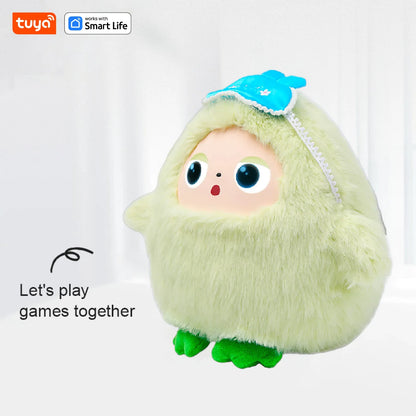 Yaya-AI Plush Robot w/Smart Voice&LED Eyes, Interactive Companion Toy w/Tuya App Control, USB Rechargeable E-Pet - Mint Green