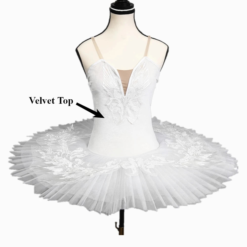 Yackalasi Professional White Swan Lake Pancake Ballet Tutu with Sequins