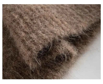 Warm Alpaca Pullovers for Woman, Dropped Sleeved Loose Sweaters, 2025 Fall Winter Top, Camel, Beige