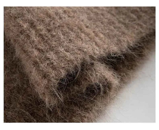 Warm Alpaca Pullovers for Woman, Dropped Sleeved Loose Sweaters, 2025 Fall Winter Top, Camel, Beige