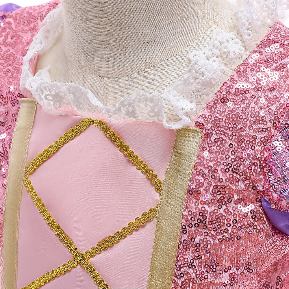 FSMKTZ Girls Rapunzel Princess Puff Sleeve Ball Gown
