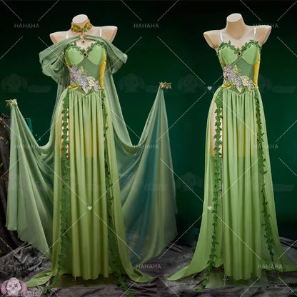 Pamela Lillian Isley Cosplay Ivy Cosplay Costume Doujin Elven Outfit Long Dress Medieval Vintage For Hallowmas Party