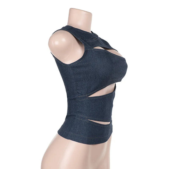 Talenza Women's Sleeveless Round Neck Vest Summer Solid Color Hollow Slim Vest Top Fashion Sexy Streetwear Women's Slim Vest Top SS69