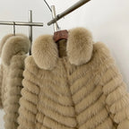 OFTBUY Women's Real Fox Fur Coat - Thick Warm Winter Jacket