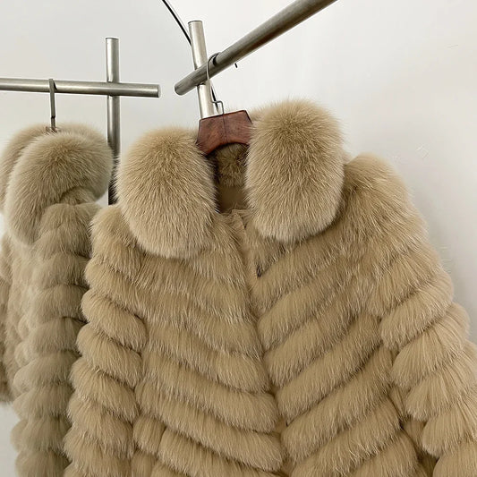 OFTBUY Natural Fox Fur Jacket Luxury Style Streetwear Lady New Winter Clothing Women Fashion Warm Thick Real Fur Coat Female