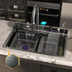 TELISIYAC Stainless Steel Waterfall Kitchen Sink - Large Single Bowl
