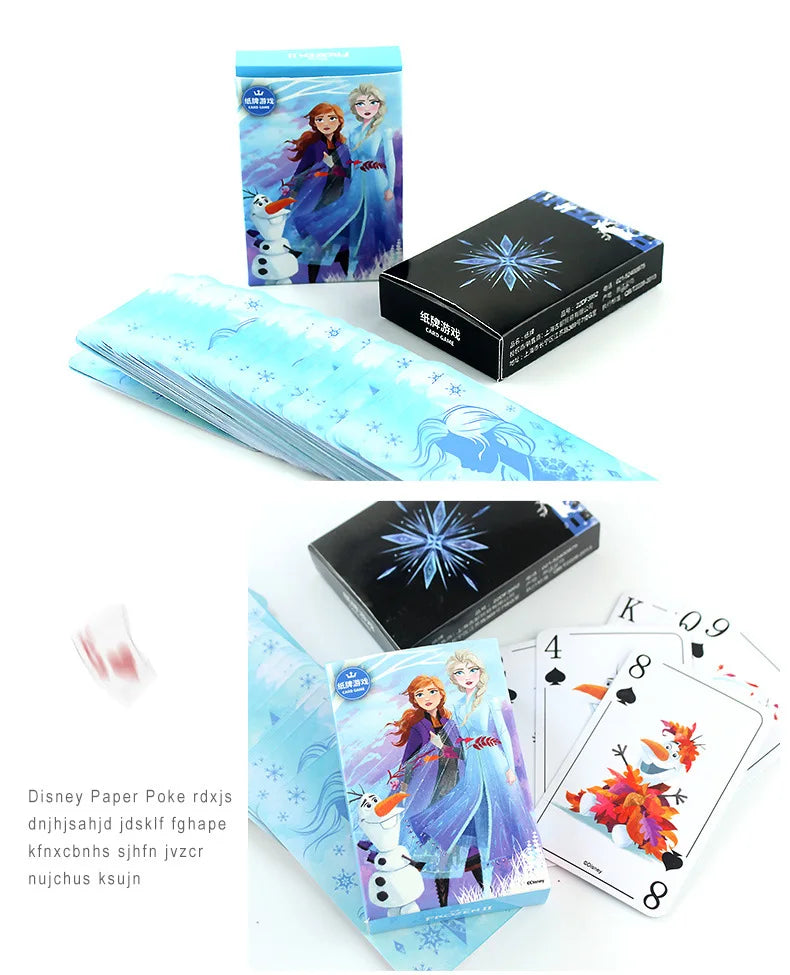 54Pcs/Box Disney Paper Playing Cards Mickey Avengers Frozen Anime Poker Cards Child Adult Desktop Games Toys - SS69