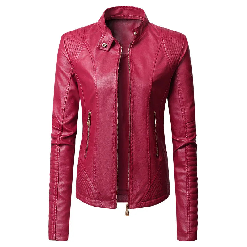 2025 Steampunk Rock Rivet Women's Leather Jacket Slim Short Streetwear Gothic Embroidery PU Leather Locomotive Coat Femme SS69