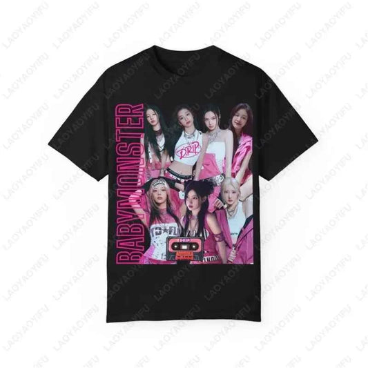 BabyMonster World Tour 2025 Sweatshirt Hello Monsters KPOP Fan Tshirt Men Women Cotton Casual Fashion Tees All Match Adult Tops