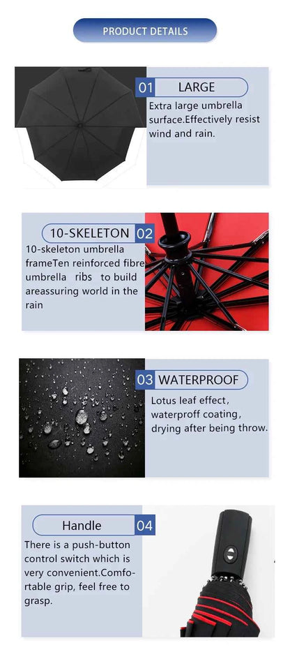 Umbrella Extra Large Ten Bone Large Double Umbrella Triple Large Folding Sunshade Umbrella Men's and Women's Business Umbrella T