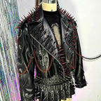 Women's Y2K Goth PU Leather Jacket with Spikes