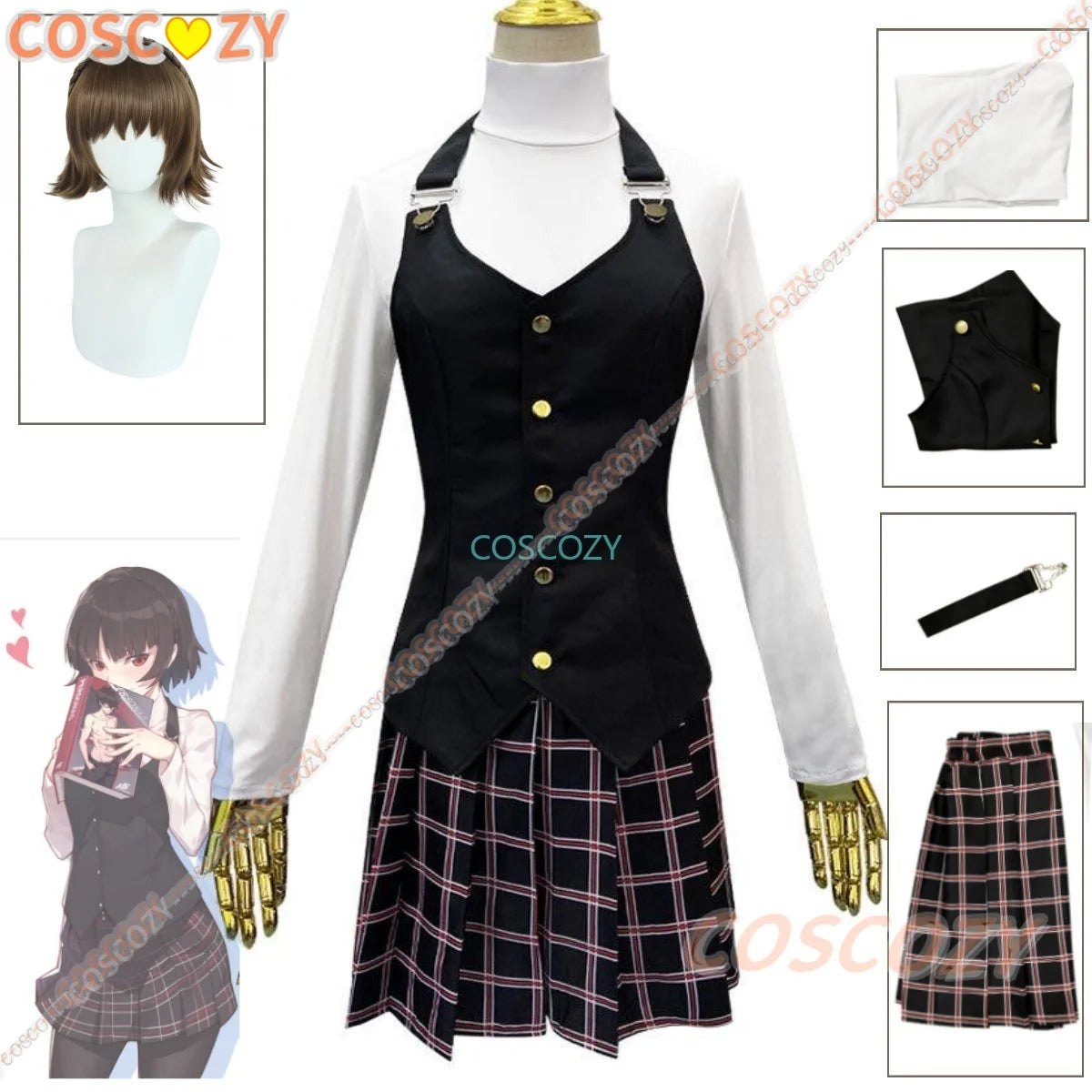 Game Cosplay Costume Queen Makoto Niijima Cosplay Costume Woman School Uniform Christmas Carnival Party Dress Wig Costumes SS69 75.69 Costume and wig / S