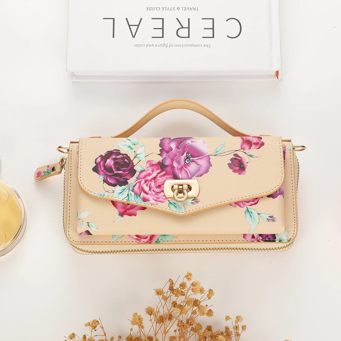 Phone Case Smartphone Android Cases Samsung Galaxy S25 Ultra Accessories Magsafe Wallet Luxury Lanyard Leather Zipper Flower Bag SS69 41.69 Khaki / Galaxy S22 5G