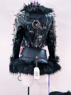 Gothic Rivet Faux Leather Jacket - Short Distressed Style