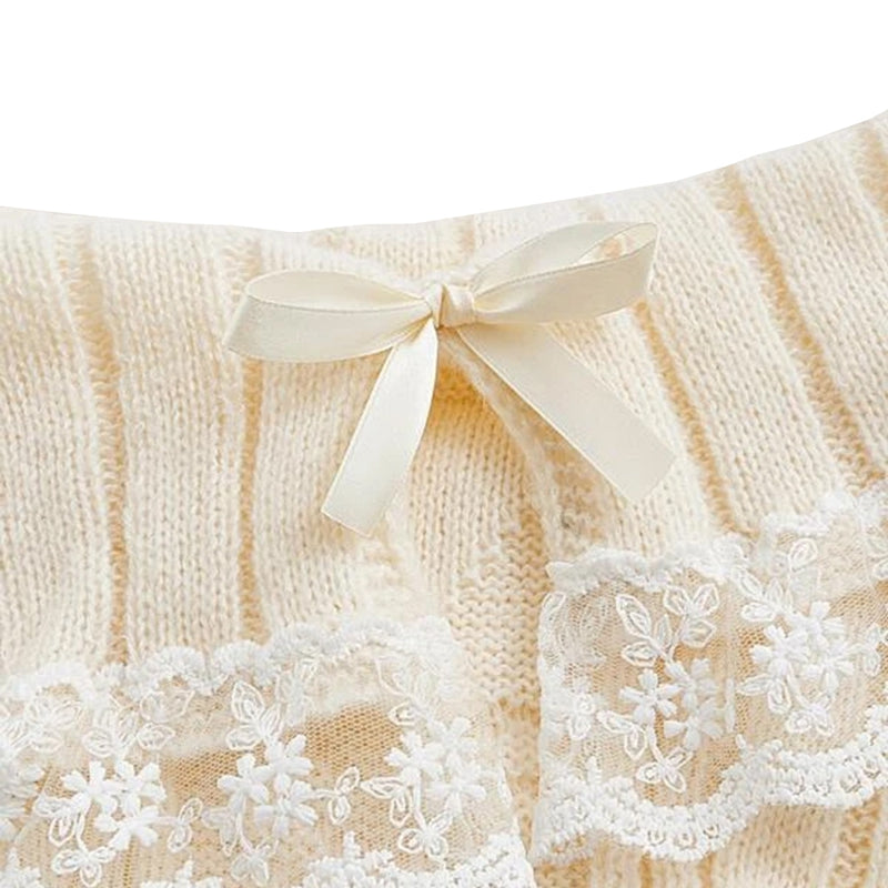 Pretty Cute Outfits Harajuku Cosplay Sweater Kawaii Lace Trim Off Shoulder Pullovers Y2K Aesthetic Vintage Long Sleeve Jumpers SS69