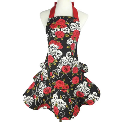 SS69 Cotton Princess Apron for Women, Oilproof Kitchen Cooking Waist Apron