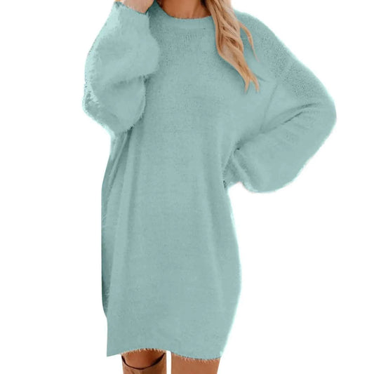 Women Winter Sweater Knit Crewneck Warm Long Sleeve Casual Sweatshirts Dress Elegant Women'S Dresses For Party Vestidos Mujer