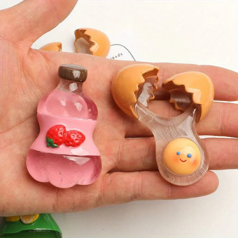 1-Pack Cute Smiling Chick Broken Eggshell Refrigerator Magnets, Round Plastic Kitchen Decor, Fun Cartoon Egg Fridge Magnets SS69