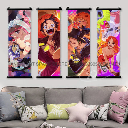 ONE PIECE Hanging Painting Japanese Anime Home Decor Wall Art Luffy Scrolls Pictures Passion Straw Hat Pirates Warm Blood Comics SS69