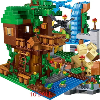 2024 NEW Compatible My World Minecraftinglys Building Village City Tree House Waterfall Warhorse Bricks Toys For Children Gifts SS69 37.69 No Box 1