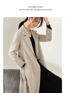 SENTUBILA Women's 100% Wool Long Wrap Coat with Belted Waist