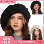 100% Wool England Spring Oversize Women Berets Head Elegant Artist Hats Lady Beret Flexible Stylish Big Warm Painter Cap Bonnet