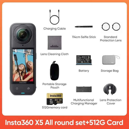 Insta360 X5 15m Waterproof Now arrival 72MP 360° Video X5 Action Camera New Wind Guard 185 mins Run Time Newest