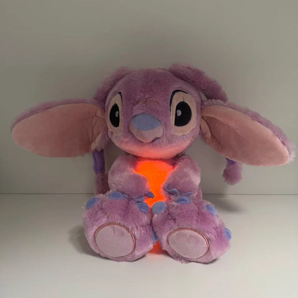 2025 hot Disney Lilo&Stitch Plush Doll Breath Child Peluche Soothes Toy Anime Baby Music Light Sleep Toys Pink Stitch Kid Gifts