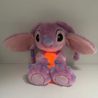 2025 hot Disney Lilo&Stitch Plush Doll Breath Child Peluche Soothes Toy Anime Baby Music Light Sleep Toys Pink Stitch Kid Gifts