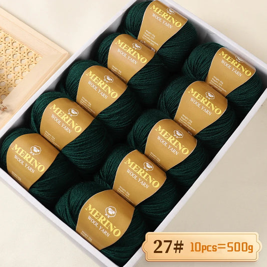 500g of High-Quality 212 Medium-Fine Alpaca Wool Yarn, Suitable for Knitting Sweaters, Scarves, and Hats, 10 Skeins/Pack
