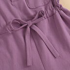 2024-12-04 Lioraitiin Litter Girls Summer Casual Jumpsuit Sleeveless Crewneck Solid Color Drawstring Tank Romper - SS69 