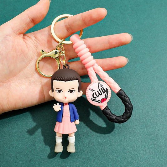 2026 New Fashion Bag Accessories The Horror TV Keychain Mike Will Demogorgon With Strings Rope For Female Children Birthday Gift