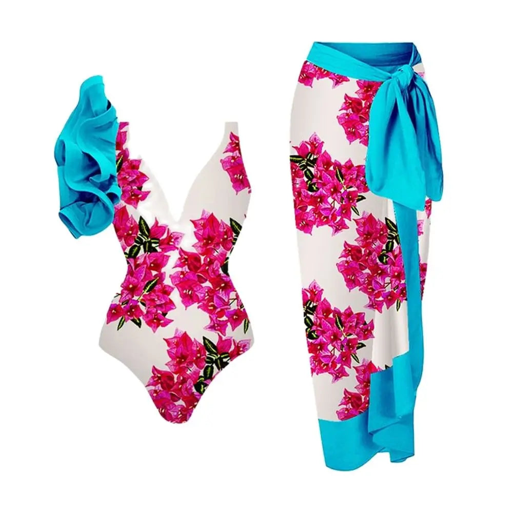 2023 New Arrival Push Up Women Bikini Set Floral Printed Ruffle Bikinis Strappy Bandage Swimwear Brazilian Biquini Bathing Suit SS69