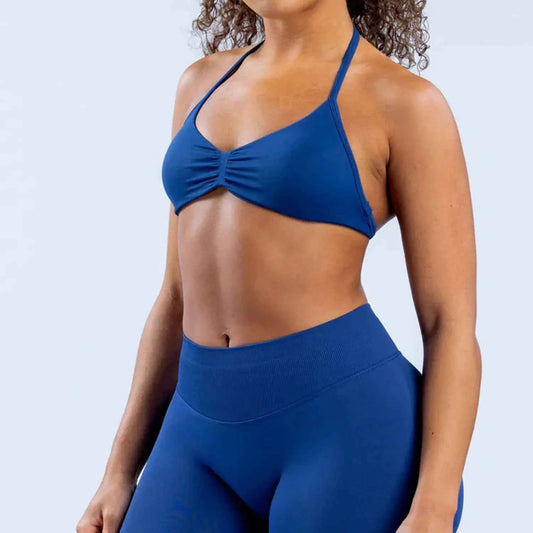 Women's High-Support Lace-Up Sports Bra - Thin-Strap Camisole, Seamless, Tight-Fit for Push-Up Training & Yoga, Gym Top