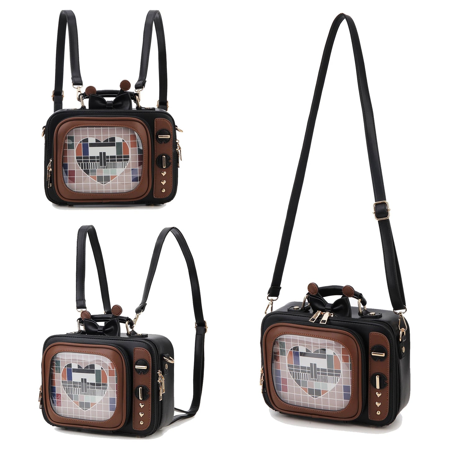 Novelty Tv Shape Ita Bag Retro Television Women Shoulder Bag Design Ita Backpack with Inserts Gilrs Crossbody Bag SS69