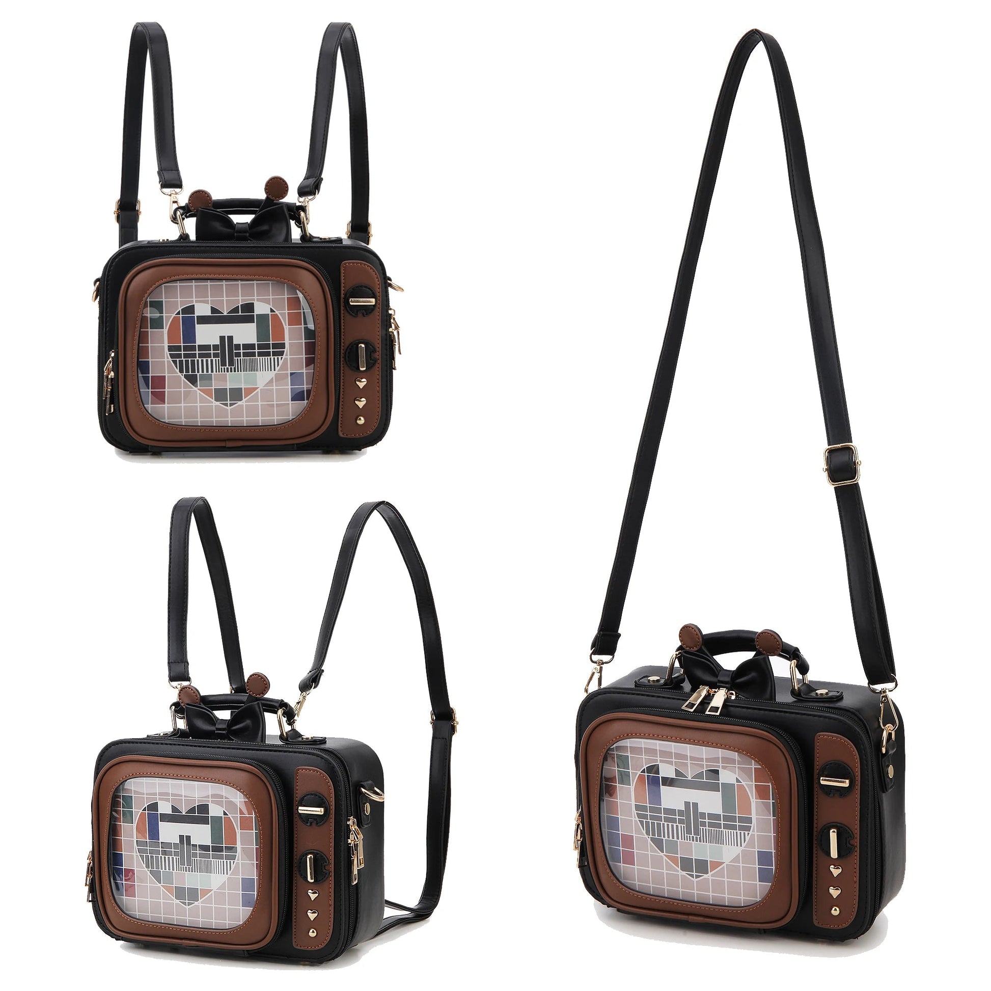 Novelty Tv Shape Ita Bag Retro Television Women Shoulder Bag Design Ita Backpack with Inserts Gilrs Crossbody Bag SS69