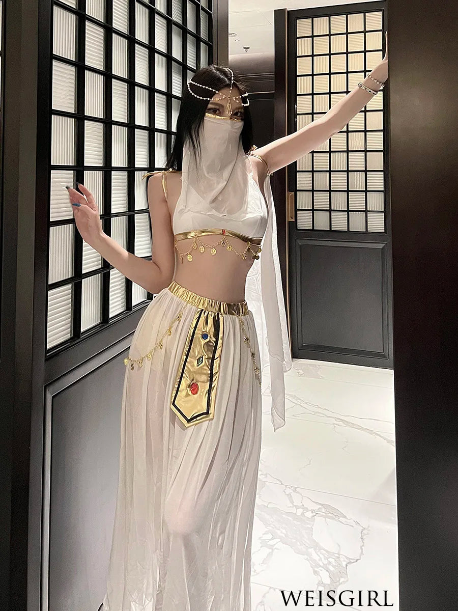 Belly Dance Costume Women's Sexy Arabian Princess Costume Fancy Indian Dance Embroider Bollywoods Jasmine Dress Egyptian Queen