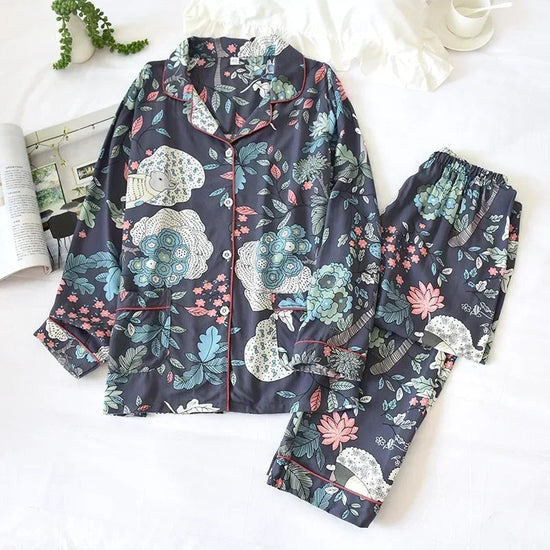 Spring / Summer New 100% viscose long-sleeved trousers pajamas SS69 31.69 Jungle rabbit / L / CHINA