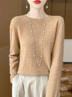 Addonee Women's 100% Merino Wool O-Neck Pullover Sweater