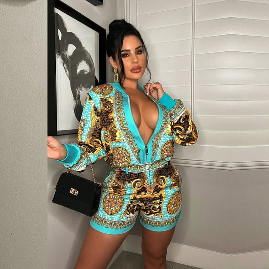 Crop Top Luxury 2 Piece Sets Women Fall Club Outfits Fashion Tracksuit Shorts 2022 Two Piece Set Top And Pants Sweatshirts SS69 48.69 Sky Blue / XL