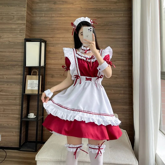 Black Pink Lolita Maid Costumes Cute Girls Women Lovely Maid Cosplay Costume Animation Show Japanese Outfit Dress Clothes S-5XL - SS69
