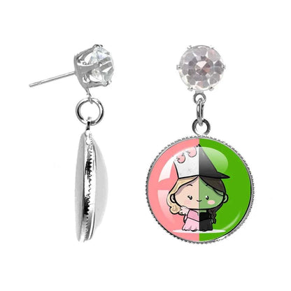 The Movie Wicked Elphaba&Linda Cosplay 20MM Glass Cabochon Earrings Jewelry Accessories Earring Jewelry Gift for Couple