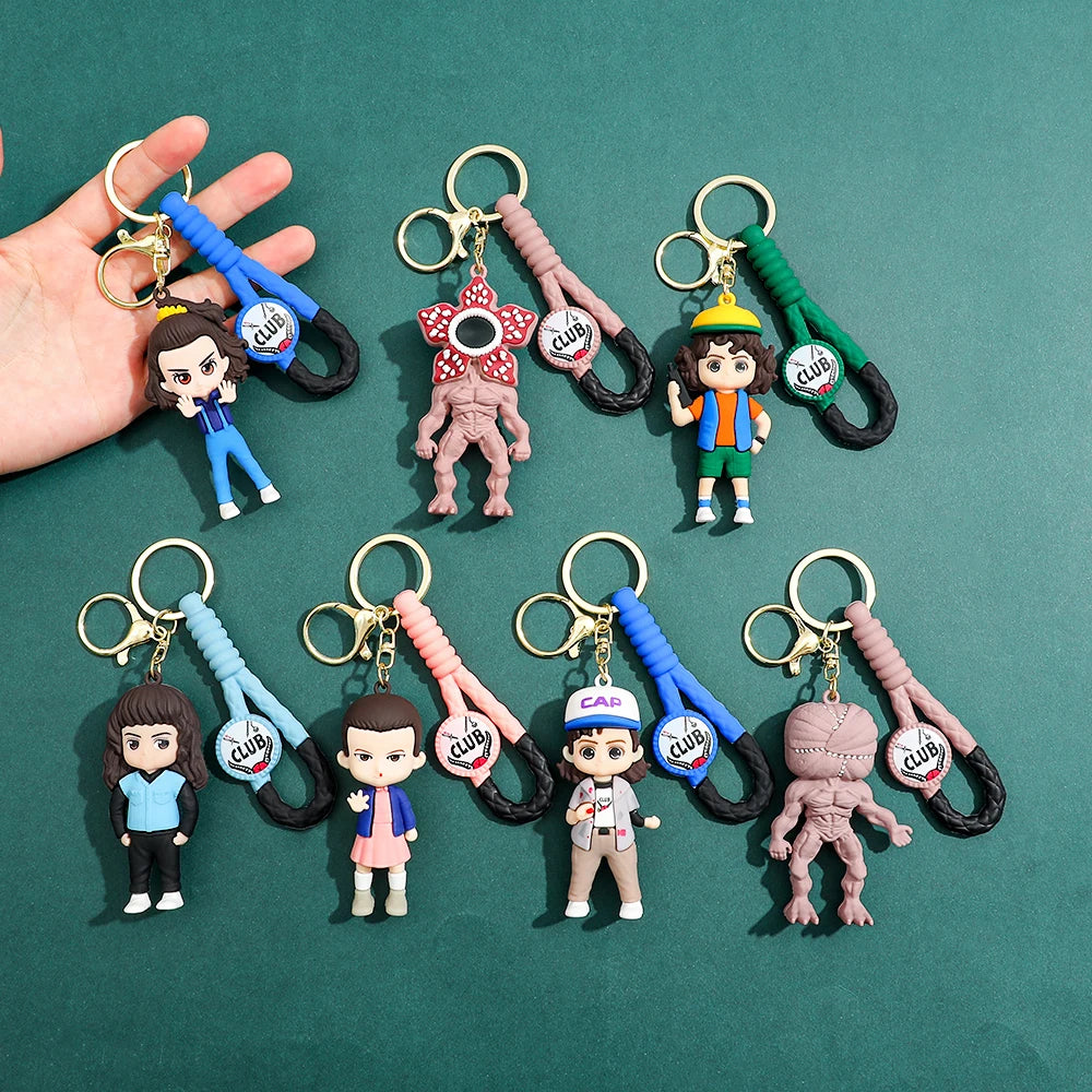 2026 New Fashion Bag Accessories The Horror TV Keychain Mike Will Demogorgon With Strings Rope For Female Children Birthday Gift