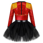 Inlzdz Women's Sequin Tassel Ringmaster Leotard Dress