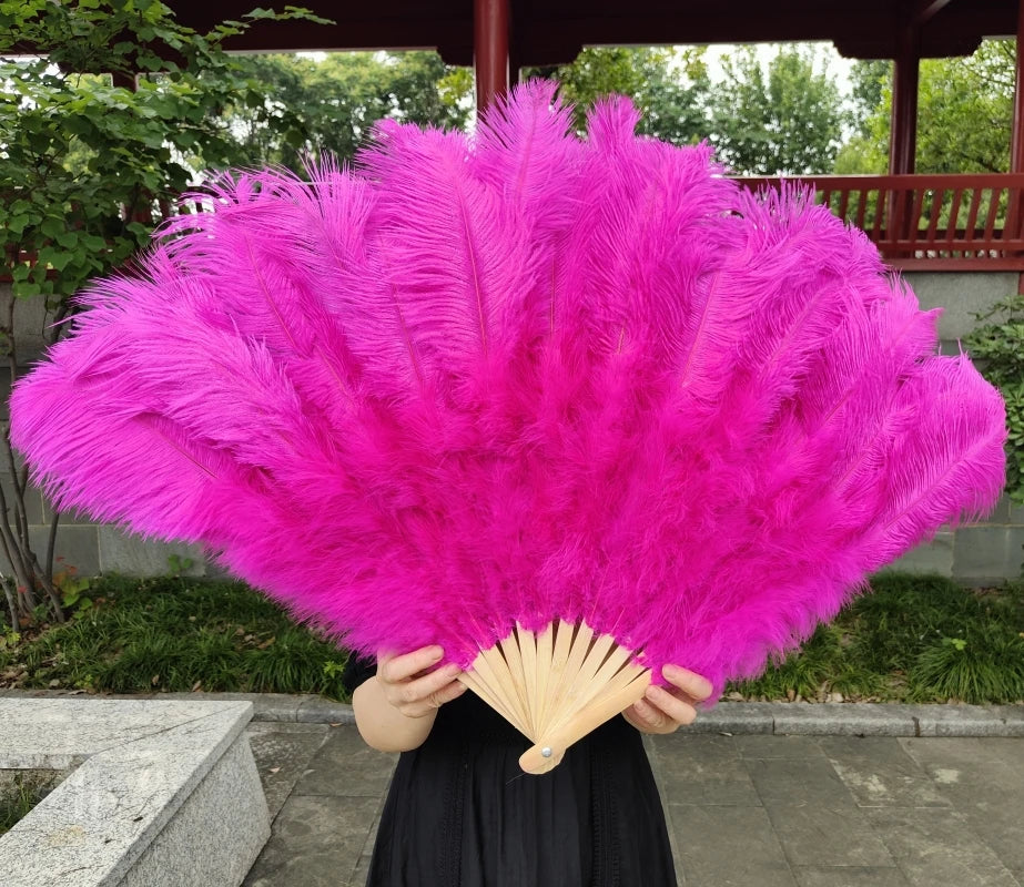 Large Ostrich Feather Fan 130cm - Carnival & Stage Performance