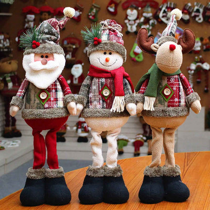 3PCS Christmas Decorative Christmas Dolls Reindeer Snowman Santa Claus Standing Doll New Year Ornament Christmas Merry Christmas