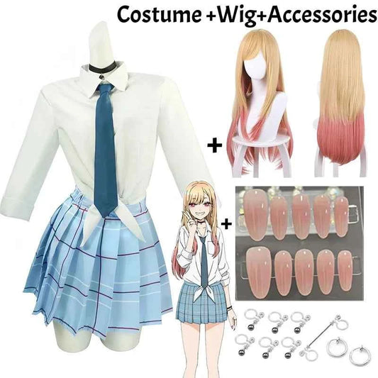 Kitagawa Marin Cosplay Anime My Dress Up Darling Kitagawa Marin Cosplay Costume Dresses Womens Japanese School Girl Uniform COS