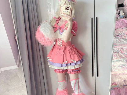 Lily Barrier Identity V Cheerleader Cosplay Costume Pink Women's Uniform