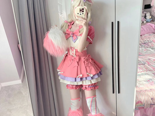 Lily Barrier Identity V Cheerleader Cosplay Costume Pink Women's Uniform