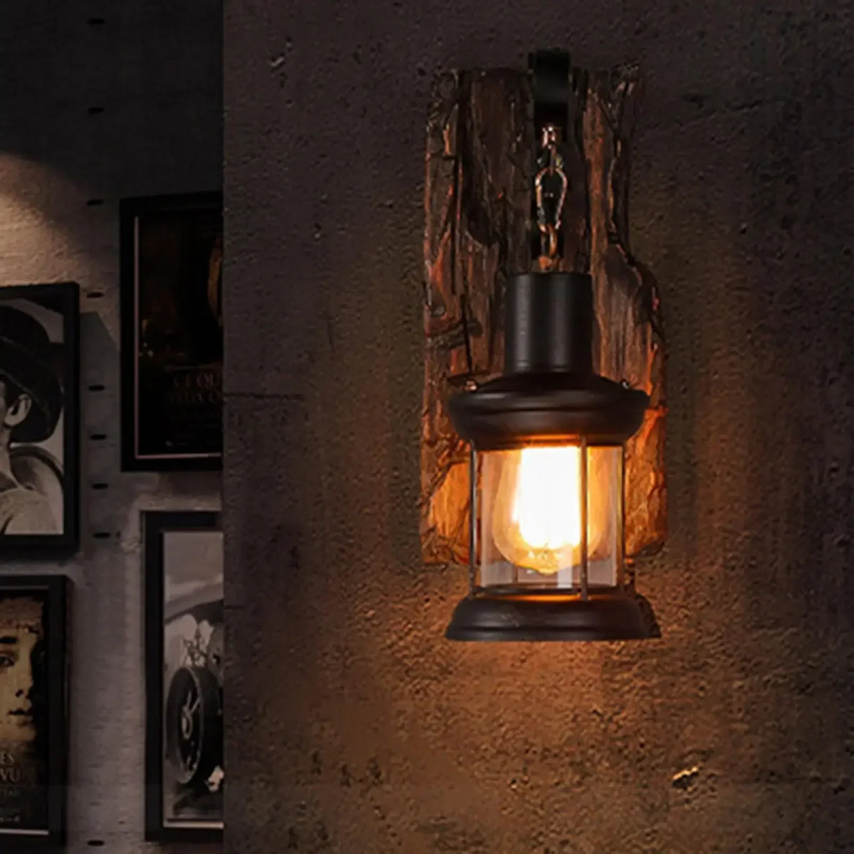 JIANKEXING Vintage Industrial Wood & Metal Wall Sconce